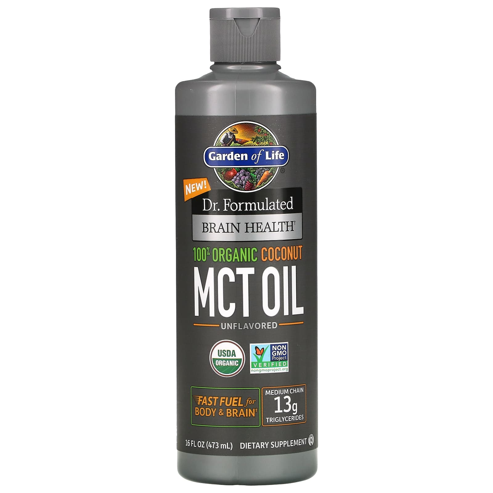 Garden of Life, Dr. Formulated Brain Health Organic Coconut Mct Oil, 16 Oz UPC 658010122221 | HiLife Vitamins